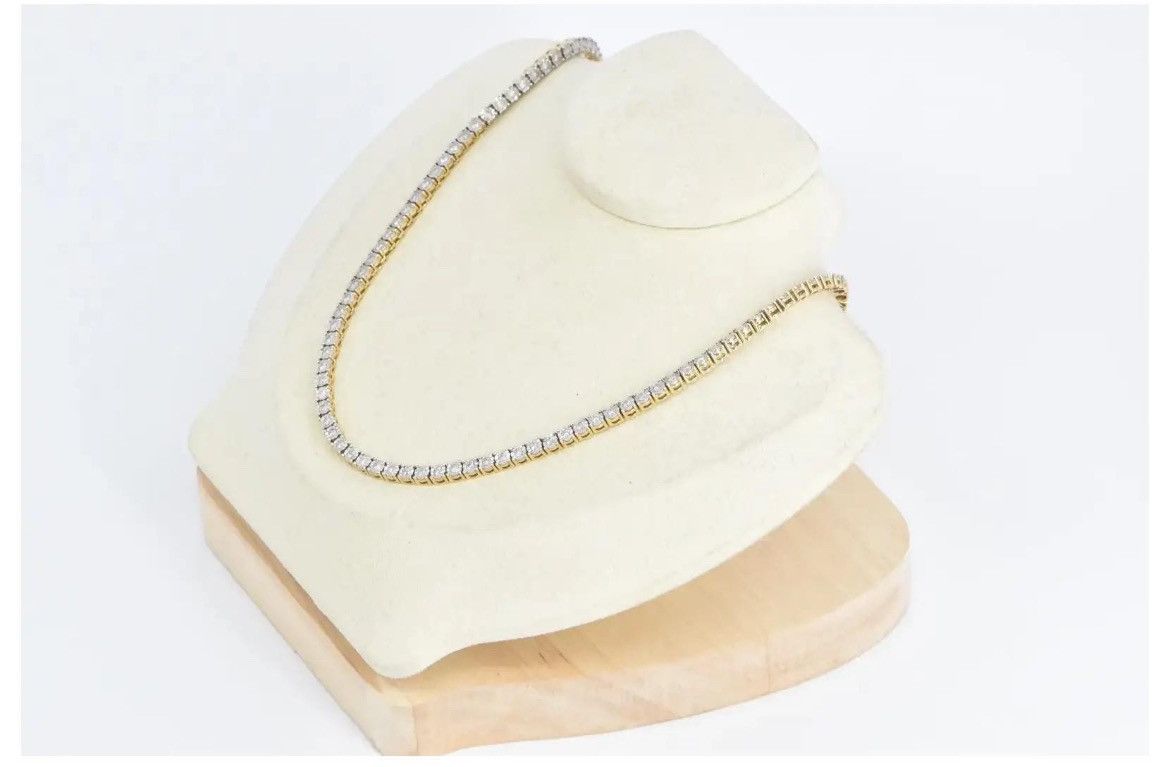Other 10K Yellow Gold 4 Ctw Diamond Vintage Tennis Necklace 20” Size ONE SIZE - 4 Thumbnail