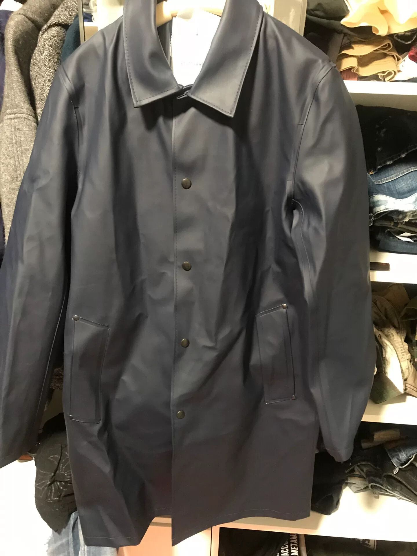 navy raincoat from stutterheim brand