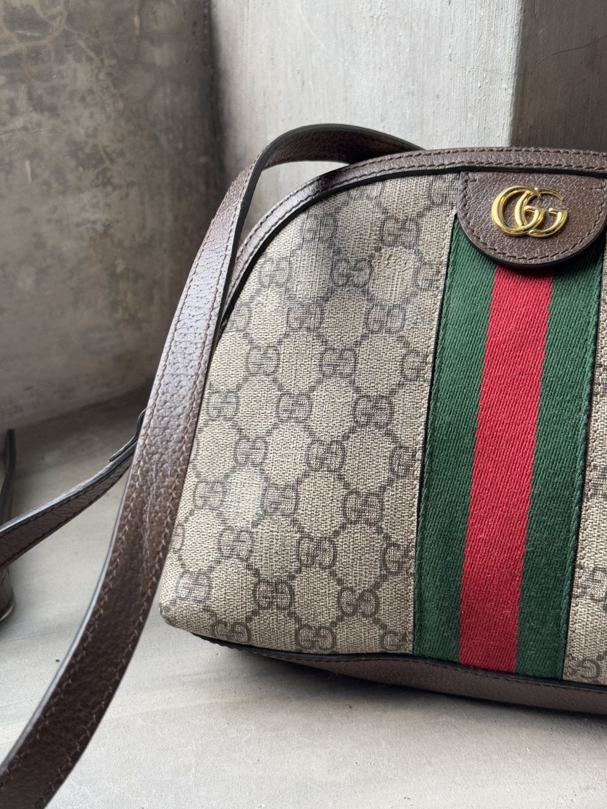 Gucci GUCCI BROWN CANVAS GG SUPREME OPHIDIA DOME SMALL BAG Size ONE SIZE - 6 Thumbnail