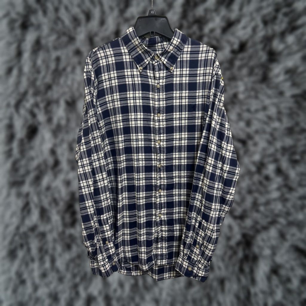 Ralph Lauren VINTAGE Ralph Lauren Shirt Mens XL Blue Plaid Herringbone Custom Fit L/S Button-Down Pocket Men Size US XL / EU 56 / 4 - 1 Thumbnail