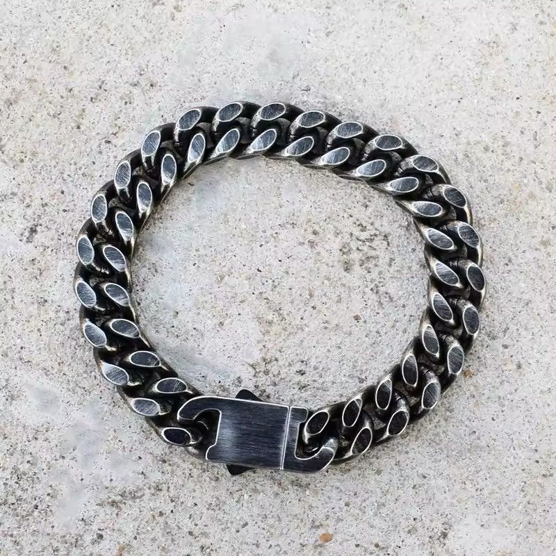 Jewelry Antique Black Plated Thick Chain Bracelet Size ONE SIZE - 10 Thumbnail