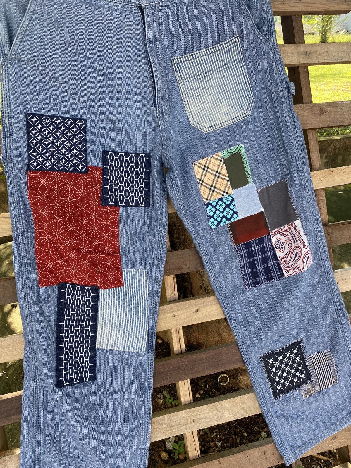 Japanese Brand Vintage Patchwork Oshkosh Carpenter Reworked Pants Size US 33 - 8 Thumbnail