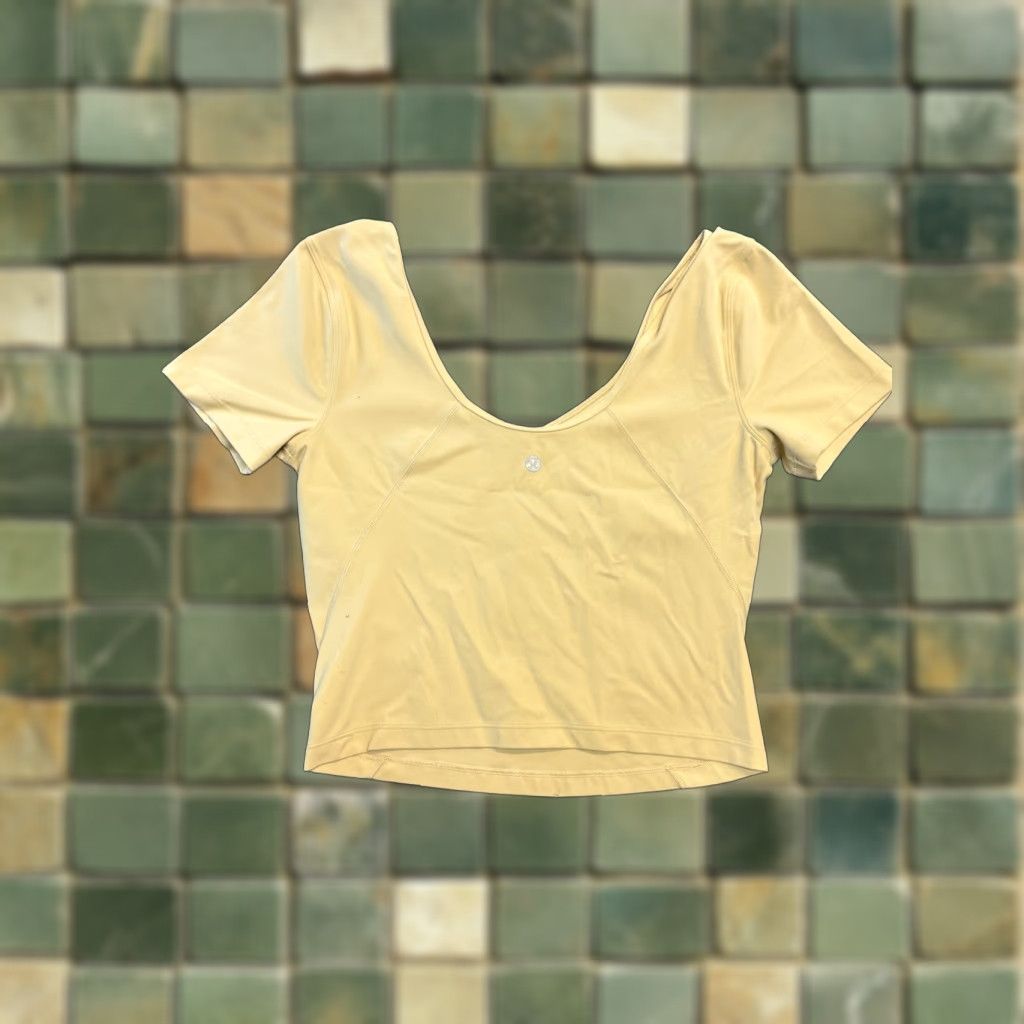 Lululemon Lululemon Align Tee Nulu Cropped Slim Fit - Pink Clay - V-Neck - Short Sleeve - Gym & Training Yoga Athleisure Top - Regular Size 10 Womens Size L / US 10 / IT 46 - 1 Thumbnail