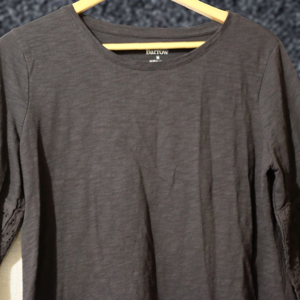 Croft & Barrow Croft & Barrow 3/4 Sleeve Top Black Cotton/Poly Womens M Shirt Adult Medium Black Classic Knit Embroidered Lace Casual Size M / US 6-8 / IT 42-44 - 1 Thumbnail