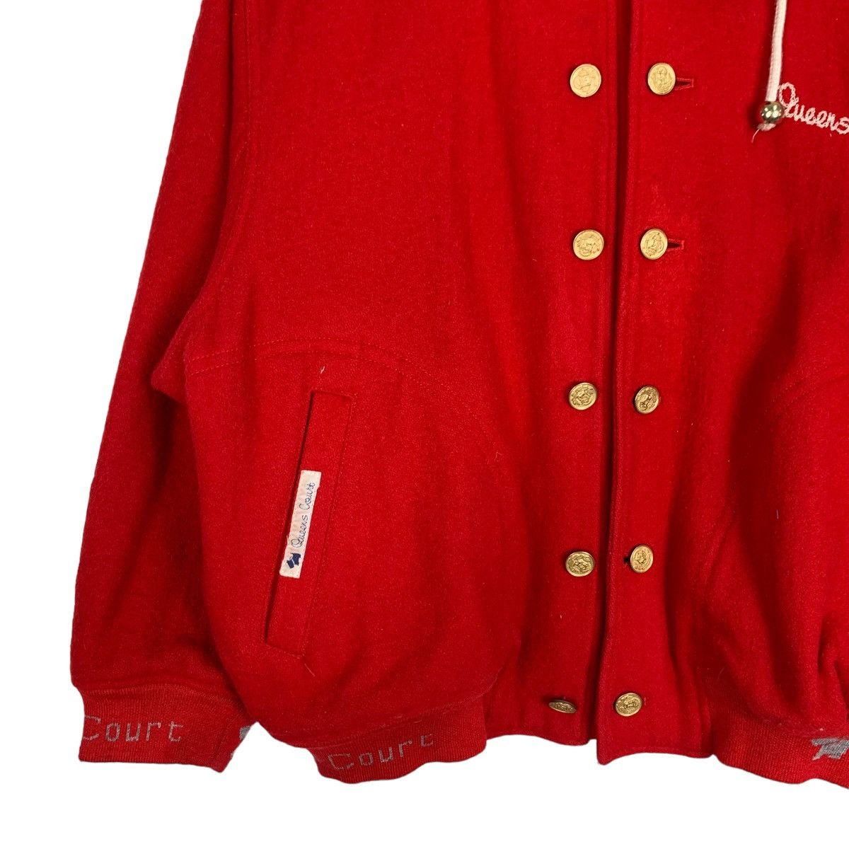 Japanese Brand QUEENS COURT Red Wool Bomber Jacket #0939-C42 Size US M / EU 48-50 / 2 - 3 Thumbnail