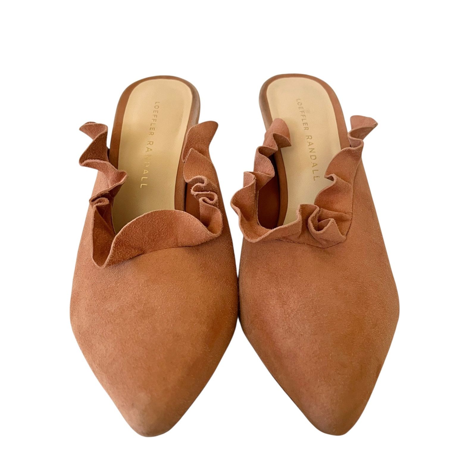 Loeffler Randall Loeffler Randall Langley Dusty Rose Suede Ruffle Mule Heels Size US 7 / IT 37 - 3 Thumbnail