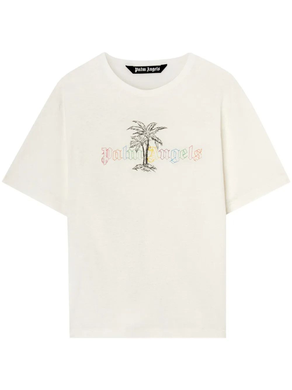 Palm Angels o1y0325 Logo Crewneck T-Shirt in White Size US L / EU 52-54 / 3 - 1 Thumbnail