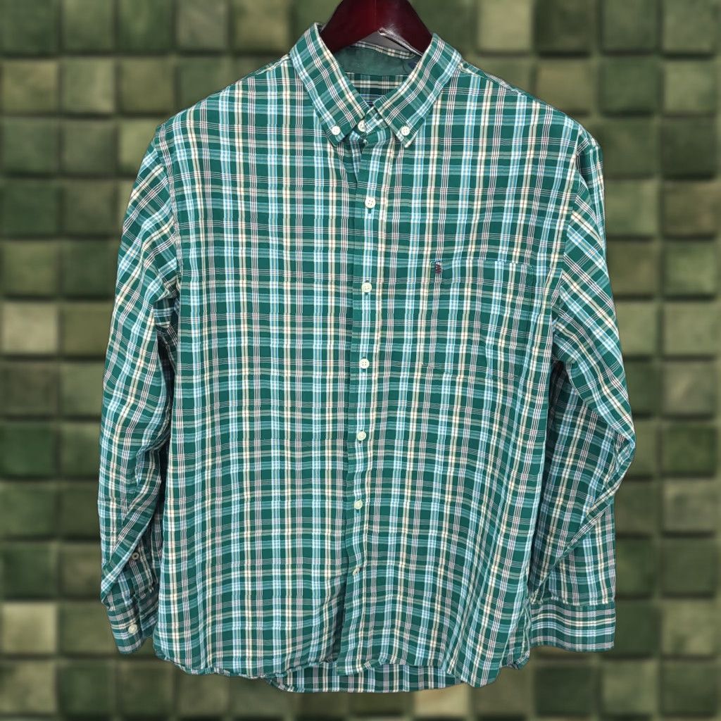 Izod Izod Shirt Mens Medium Green Plaid Premium Essentials Button Up Long Sleeve Shirt Size US M / EU 48-50 / 2 - 1 Thumbnail