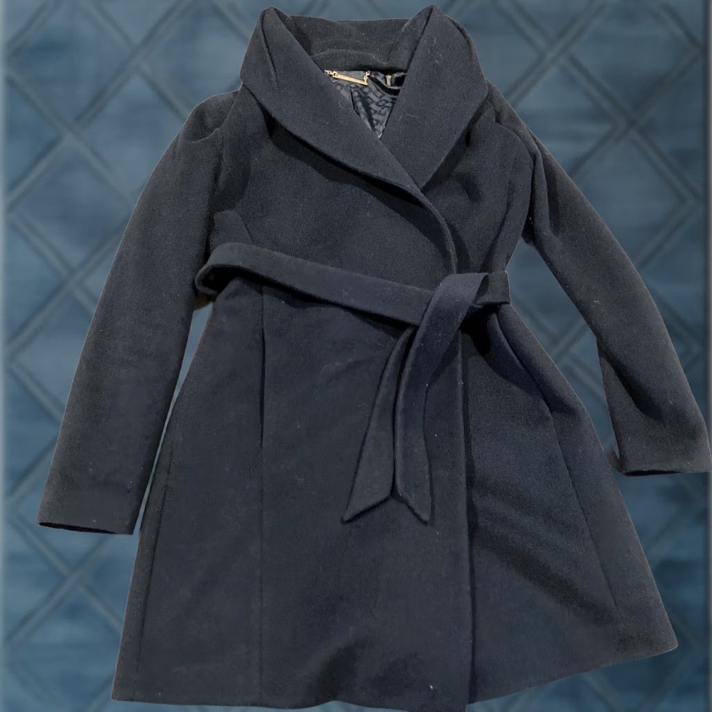 Diane von Furstenberg Diane von Furstenberg Coat Wool Blend Wrap Belt Blue Small Womens Belted Long Sleeve Mid-Length Button Size S / US 4 / IT 40 - 1 Thumbnail