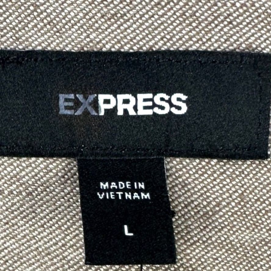 Express Express Mens Large Brown Linen Blend Button Up Shirt Pocket Stretch Casual NEW Size US L / EU 52-54 / 3 - 4 Thumbnail