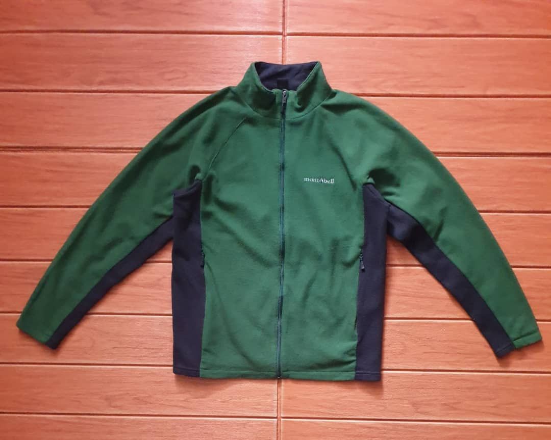 Montbell green grey zipper up Sweater