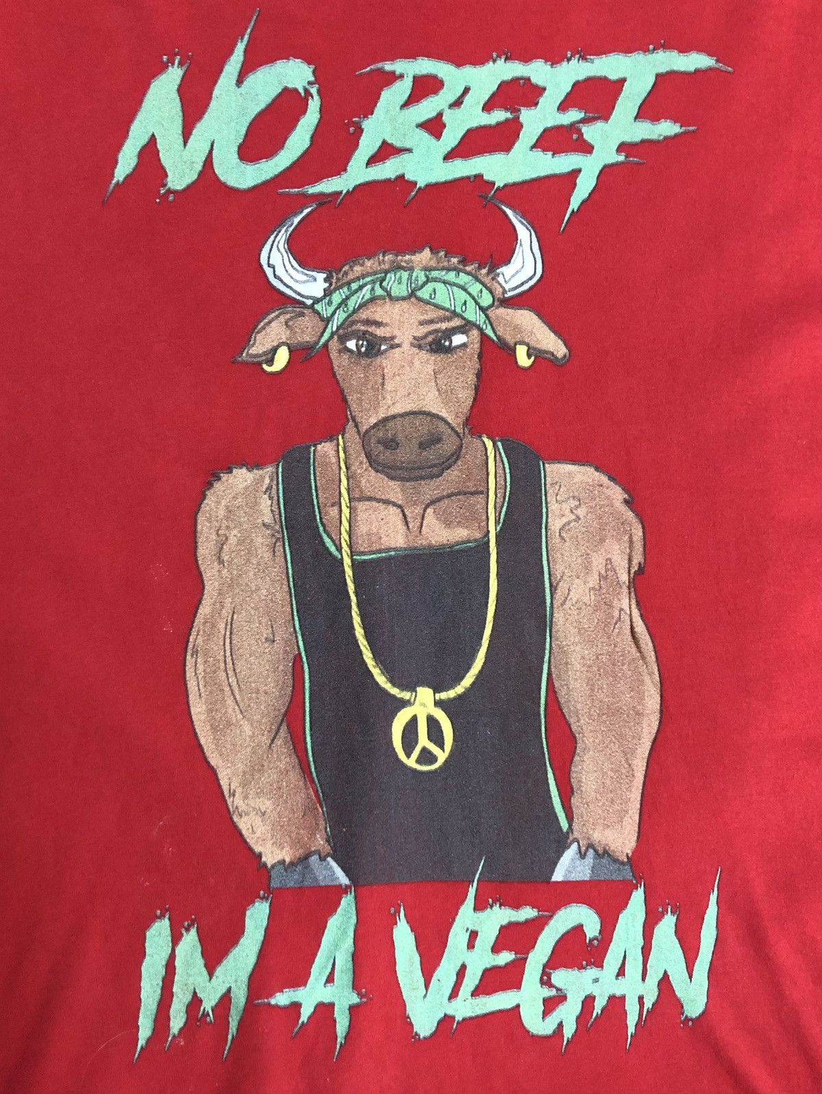 Canvas Vintage No Beef Im A Vegan T-Shirt Size US M / EU 48-50 / 2 - 3 Thumbnail