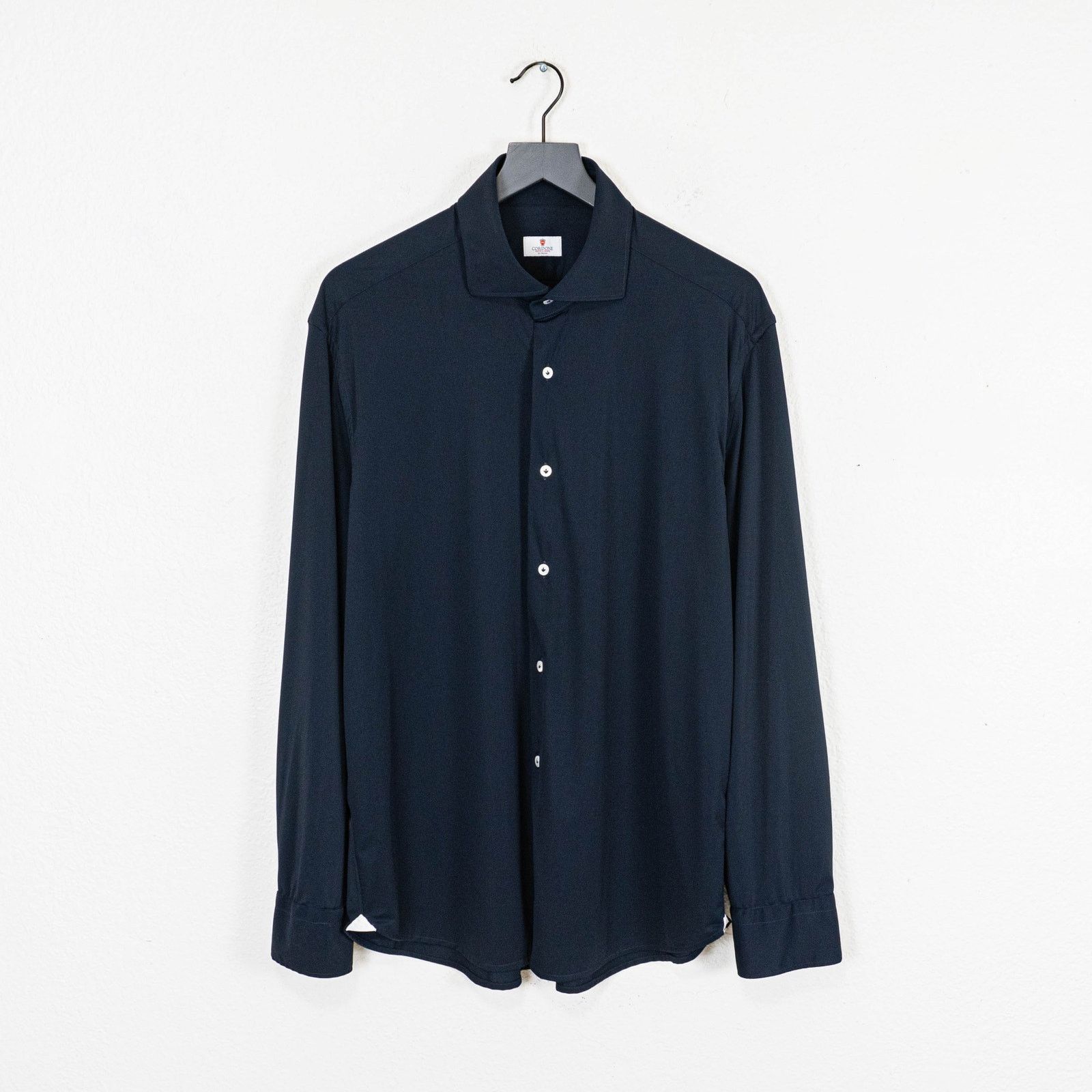 Cordone CORDONE 1956 No Iron Technical Fabric Stretch Shirt Navy Size US XL / EU 56 / 4 - 1 Thumbnail