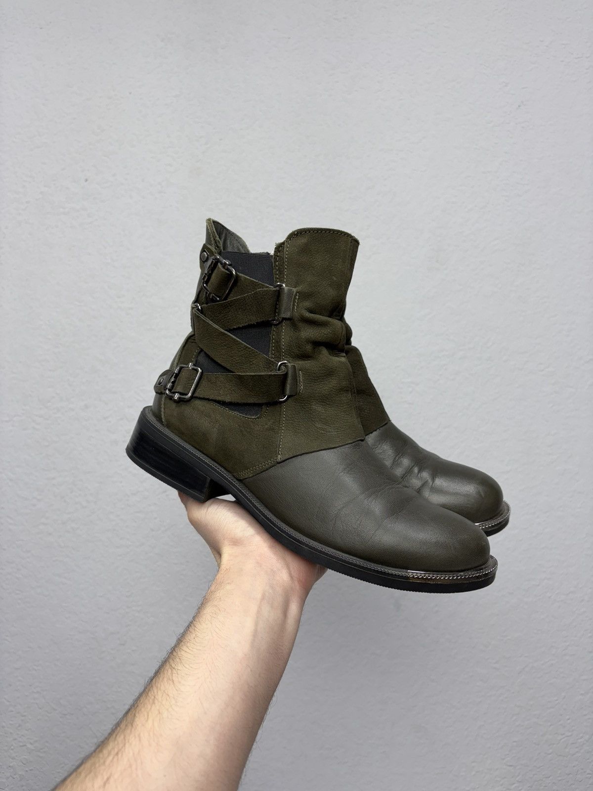 If Six Was Nine Vintage Italian AS98 Rick Owens Style Leather Biker Boots Size US 8 / EU 41 - 3 Thumbnail