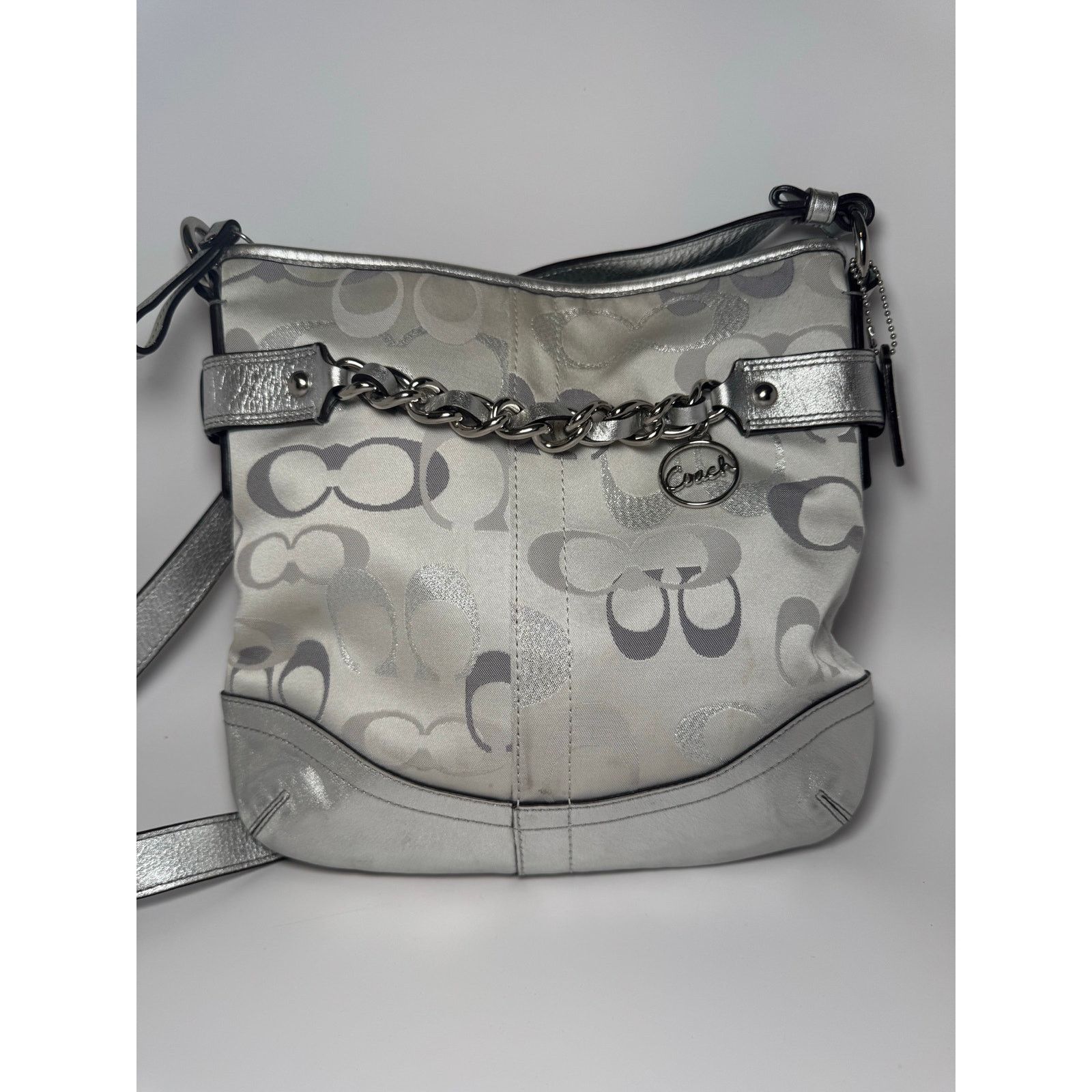 Coach Coach Optic Metallic Signature Chain Silver Crossbody #19820 Size ONE SIZE - 1 Thumbnail