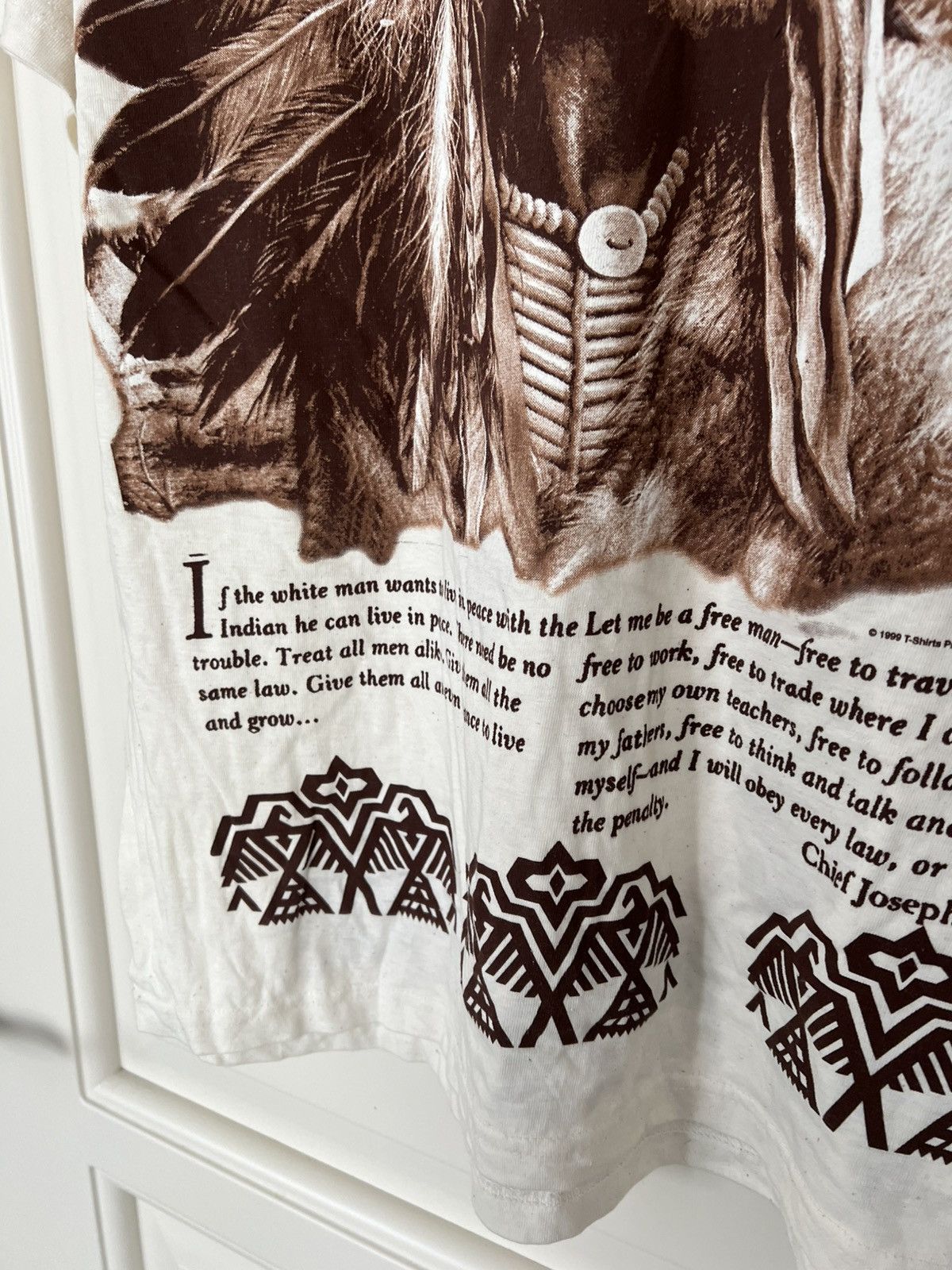 Vintage Vintage 1999 Native American Chief Joseph Wolf Graphic Tee Size US XXL / EU 58 / 5 - 6 Thumbnail