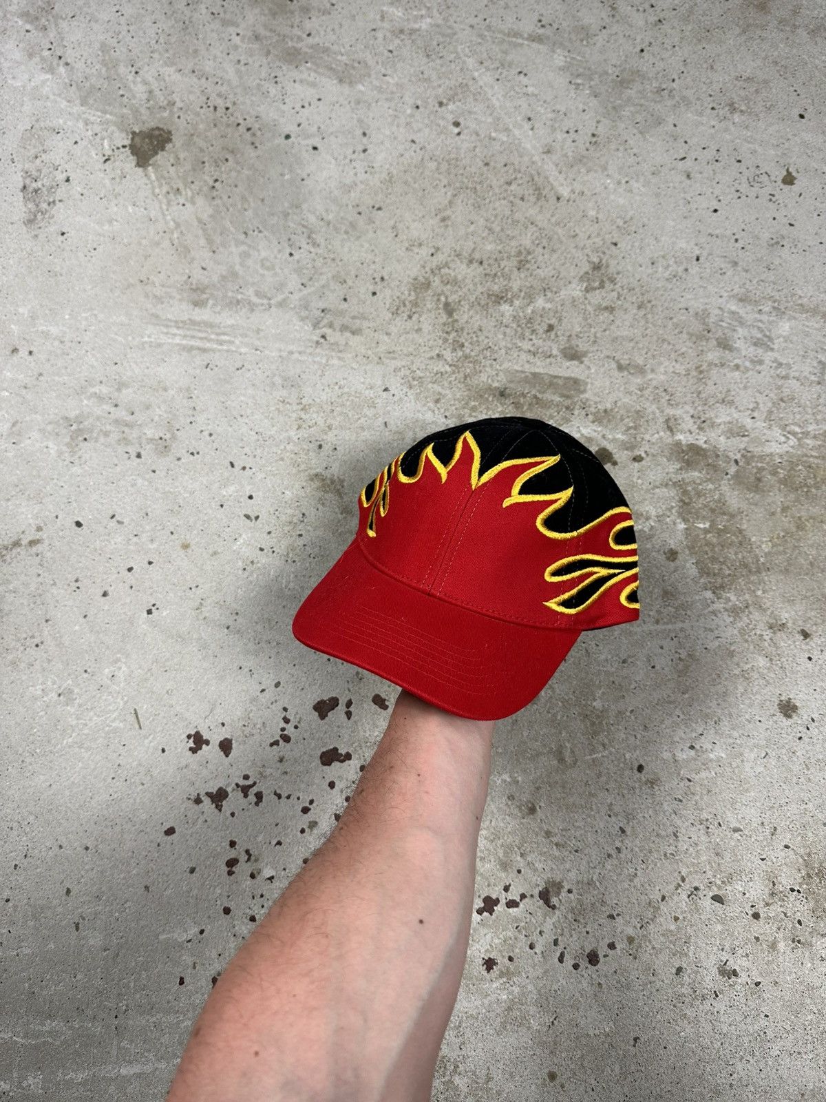 Japanese Brand Vintage Y2K Flame Red Black Racing Hat Cap Size ONE SIZE - 2 Thumbnail