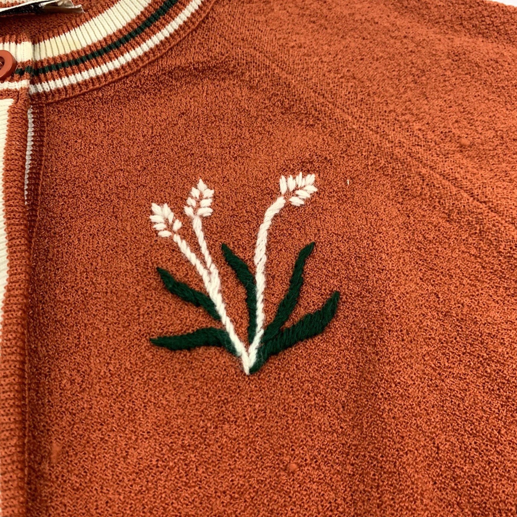 Vintage VINTAGE Full Fashioned Sweater Womens M Orange Button Up 60s Cardigan Long Sleeve Embroidered Size M / US 6-8 / IT 42-44 - 3 Thumbnail