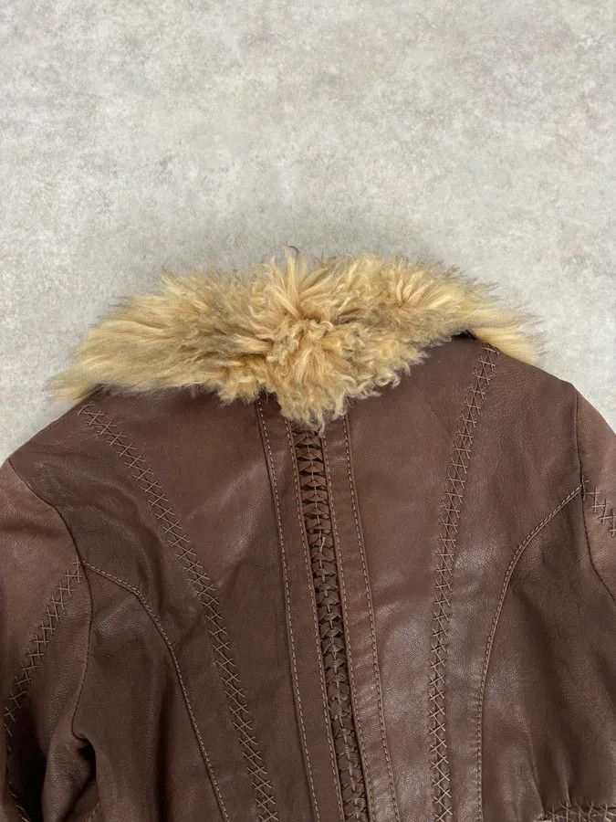 Roberto Cavalli 2000s Roberto Cavalli Brown Premium Leather Fur Trench Coat Size M / US 6-8 / IT 42-44 - 6 Thumbnail