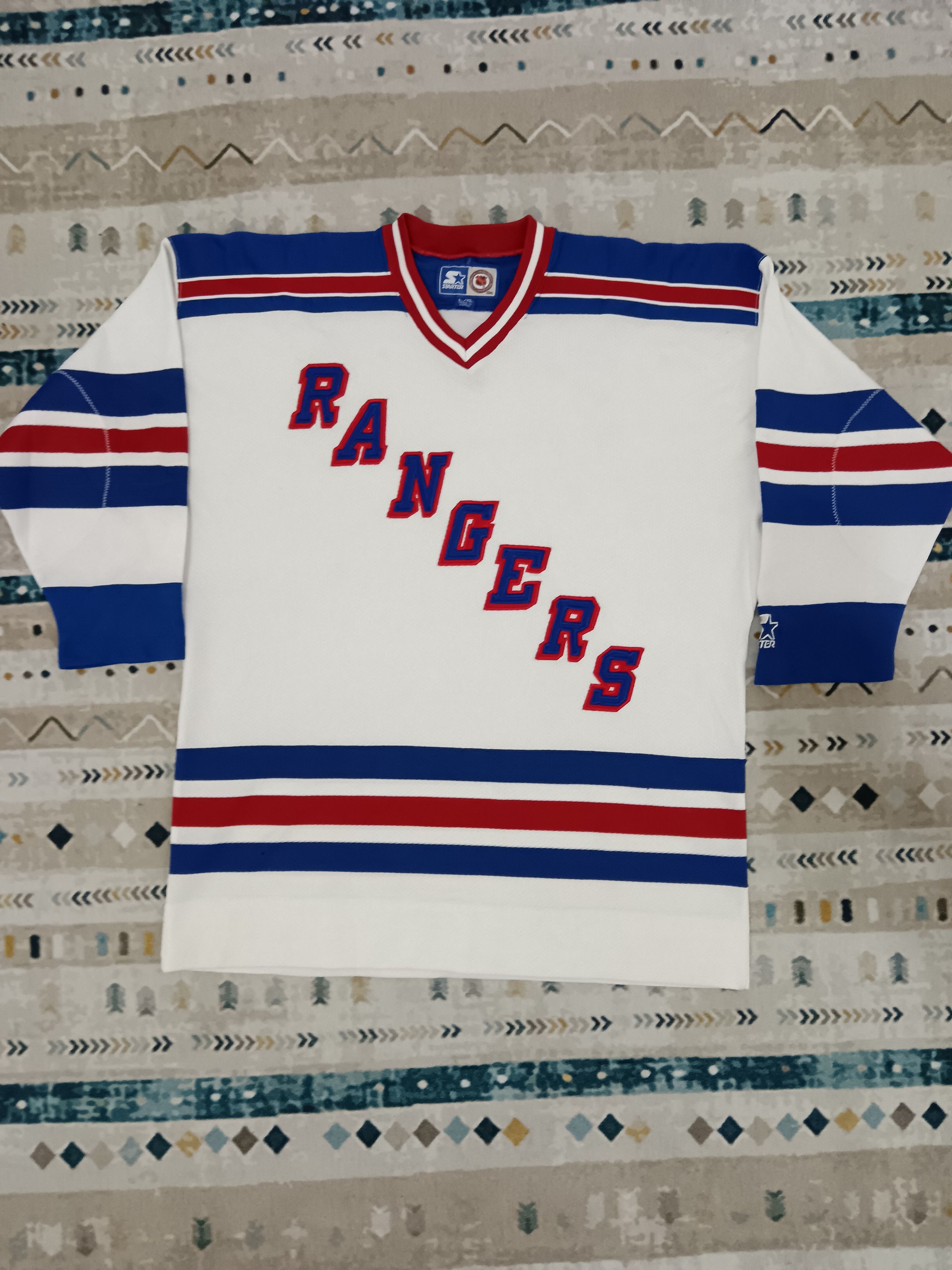 image of Vintage Starter New York Ranges 90's Nhl Hockey Jersey in White, Men's (Size Large)