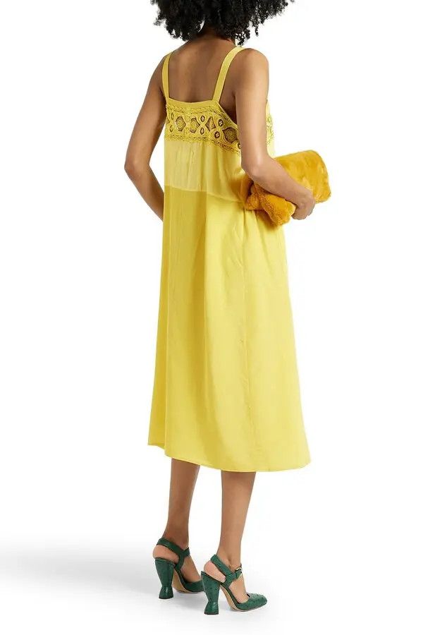 Maison Margiela o1y0625 Midi Dress in Yellow Size M / US 6-8 / IT 42-44 - 3 Thumbnail