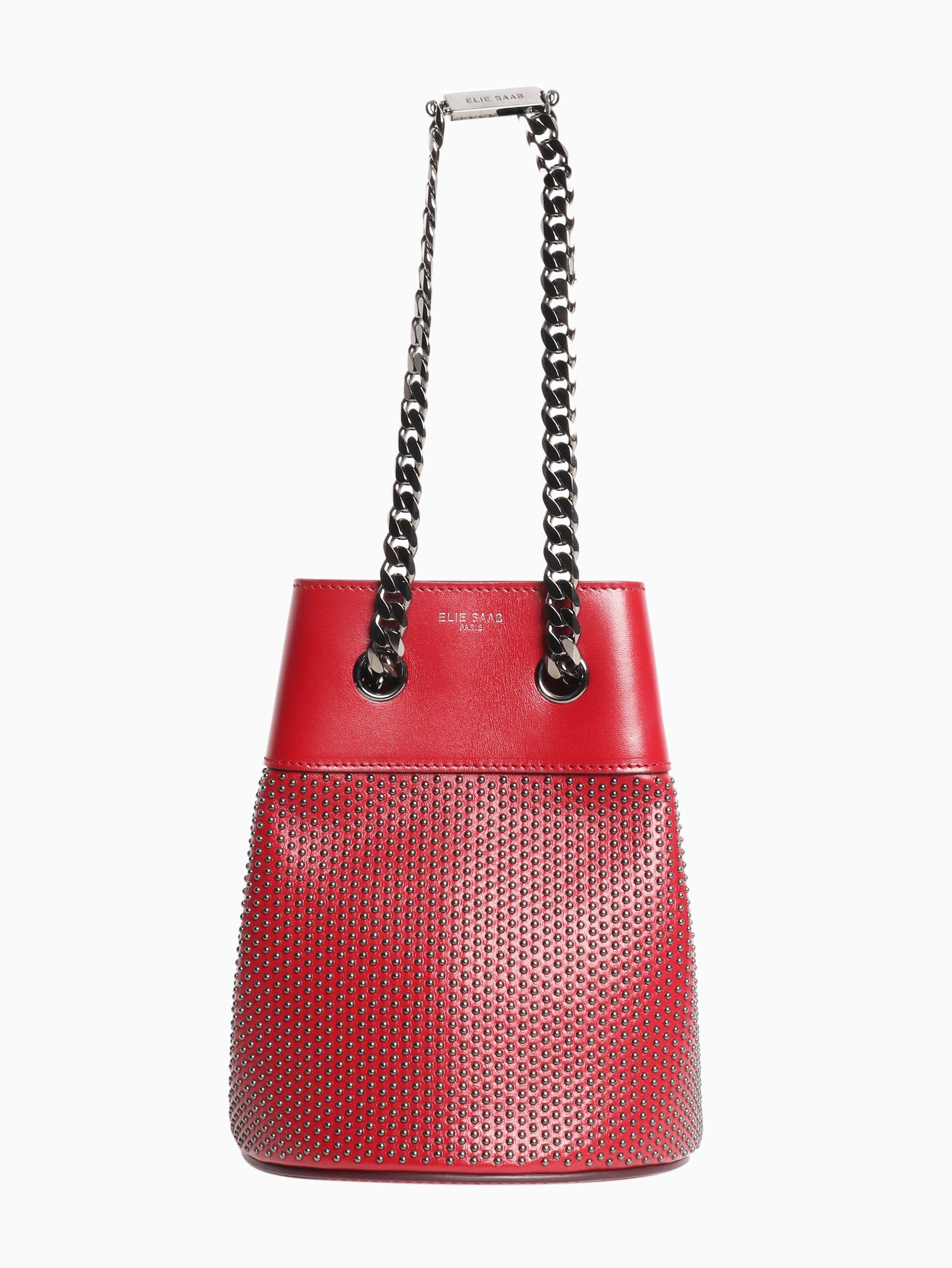 Elie Saab Red leather studded mini bucket bag Size ONE SIZE - 1 Thumbnail