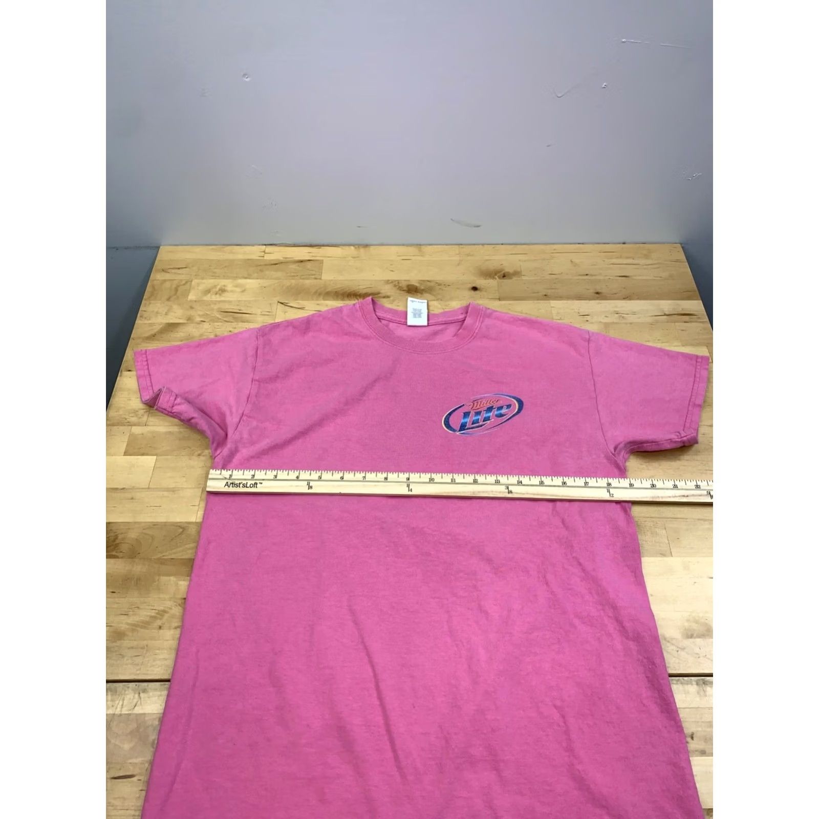 Gildan Miller Lite T Graphic Shirt Pink Womens M Crew Neck Short Sleeve Vintage Flag 11034 Size M / US 6-8 / IT 42-44 - 6 Thumbnail