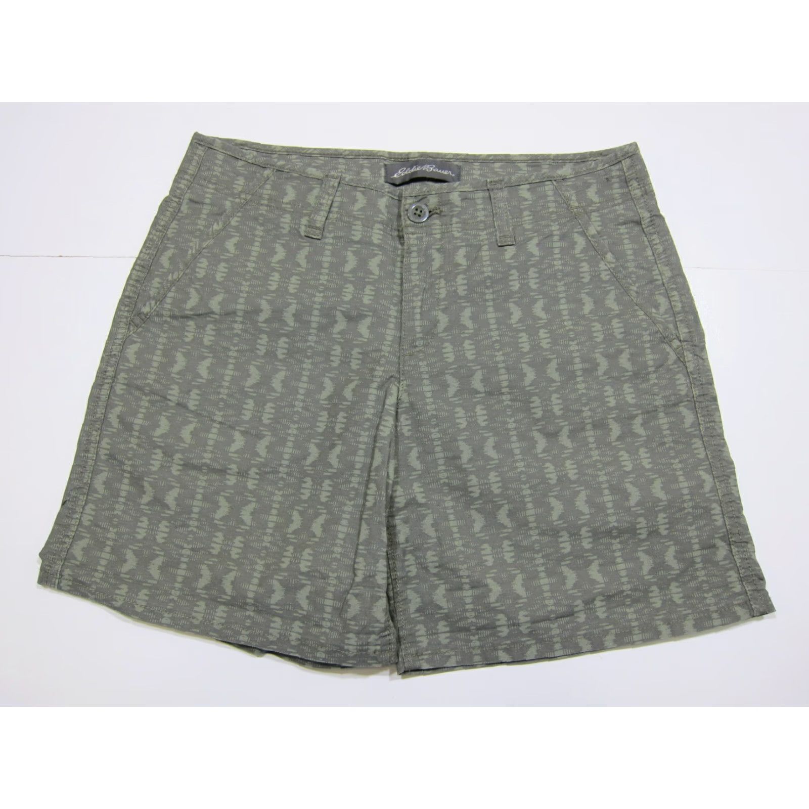 Eddie Bauer Eddie Bauer Cotton Green Batik Print Flat Front Pocket Chino Shorts Women Size 2 Size 30" / US 8 / IT 44 - 6 Thumbnail