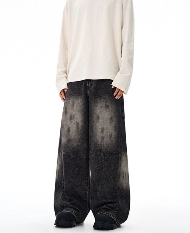 Vintage American retro distressed wide-leg gradient baggy jeans Size US 32 / EU 48 - 1 Thumbnail