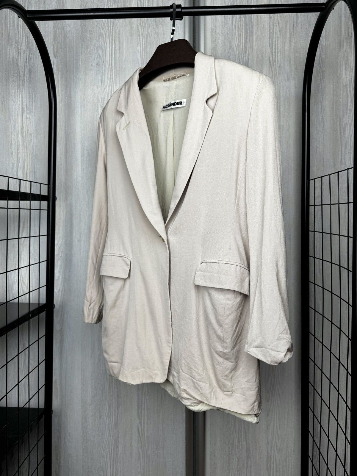 Jil Sander Jil Sander vintage 80s 90s creamy beige silk 1 button blazer Size S / US 4 / IT 40 - 6 Thumbnail