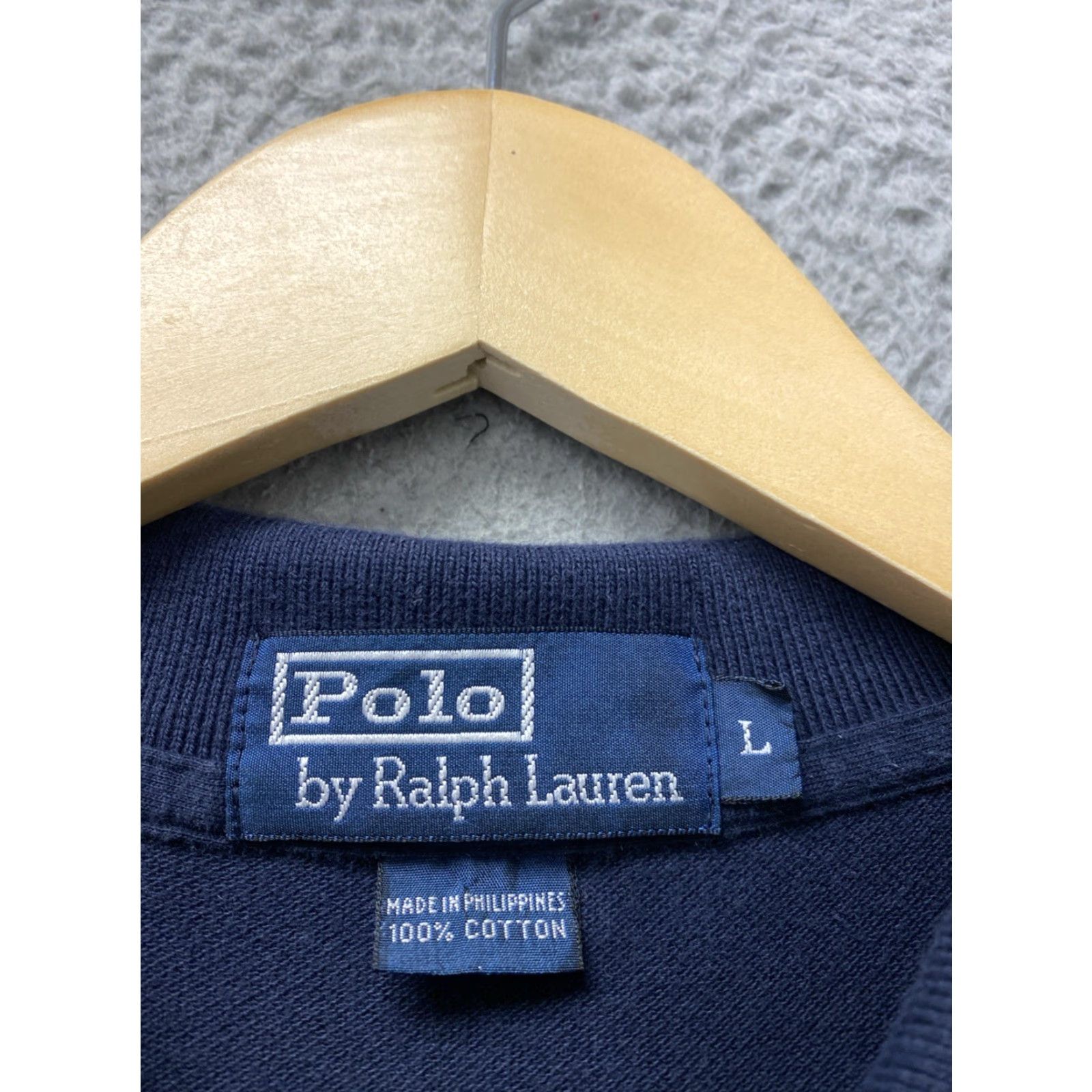 Ralph Lauren VINTAGE Ralph Lauren Men Polo Shirt Short Sleeve Crew Neck Cotton Large Dark Blue Signature Pony Logo 90s Mens Size US L / EU 52-54 / 3 - 3 Thumbnail