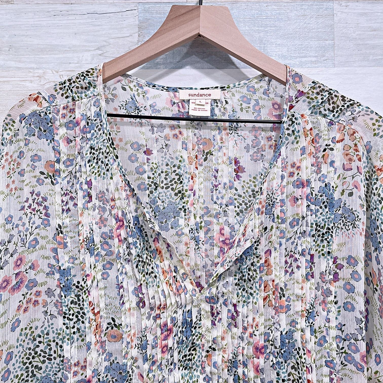 Other SUNDANCE Sheer Floral Pinkuck Blouse Womens Large Size L / US 10 / IT 46 - 2 Thumbnail