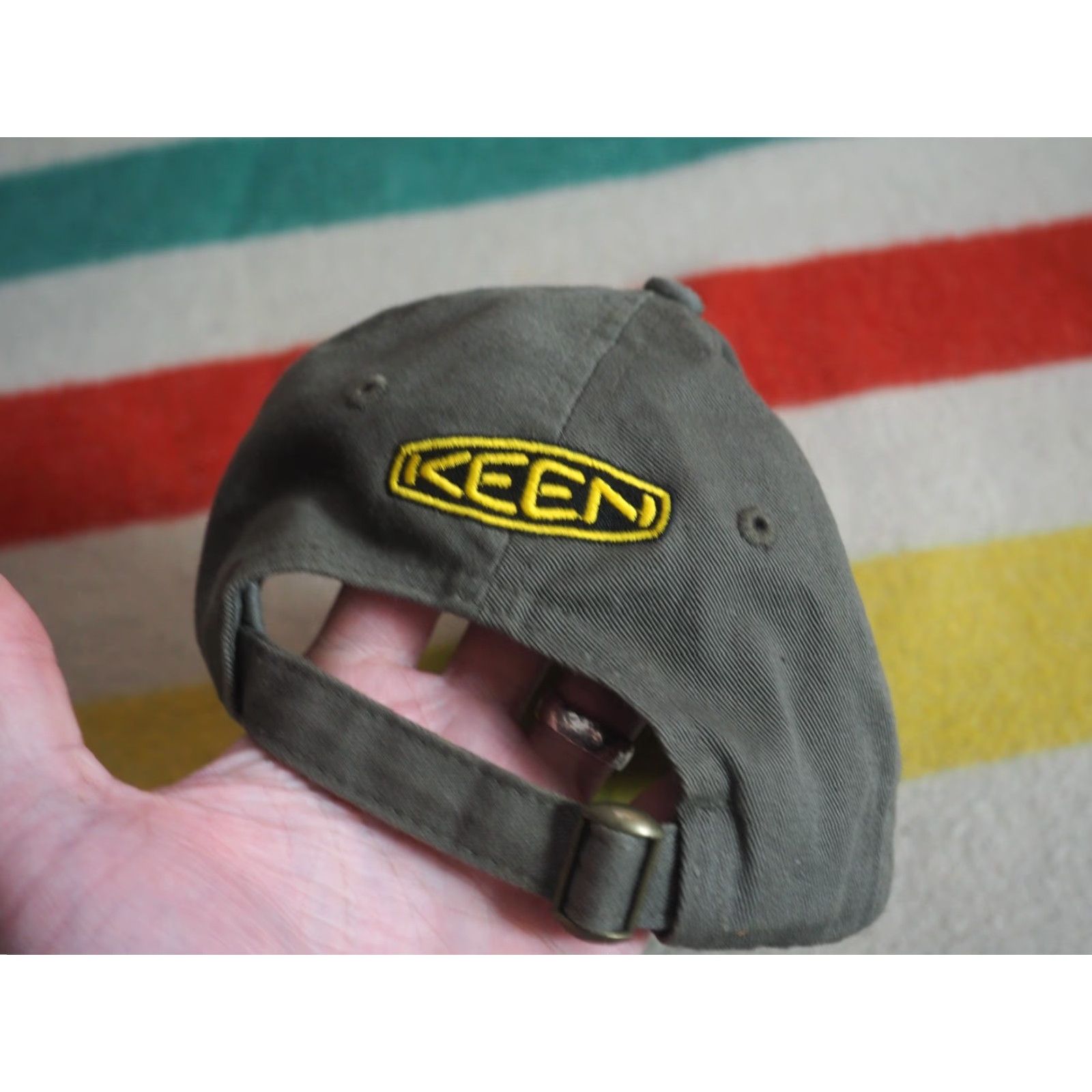 KEEN VTG Keen Footwear Robot Outdoor Olive Adjustable Strapback Dad Cap Hat Mens Olive Green Cotton Baseball Cap Size ONE SIZE - 4 Thumbnail