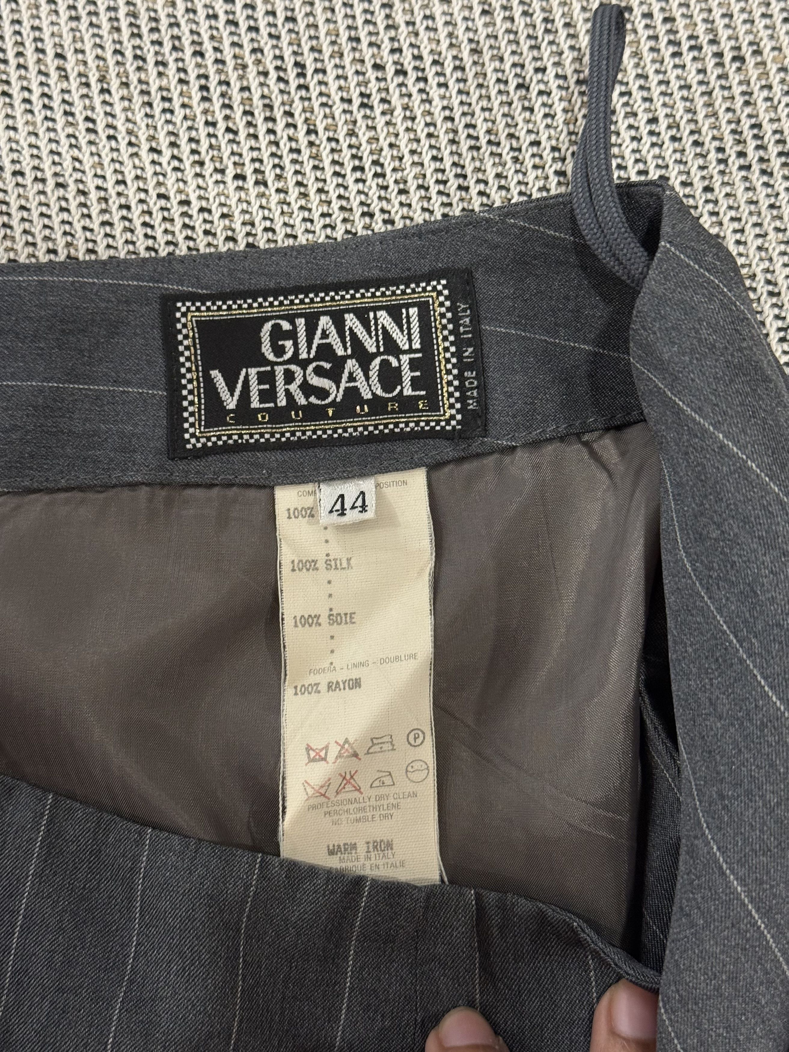 Versace Gianni Versace 1995 Runway Gray Pinstripe Pants Suit Size M / US 6-8 / IT 42-44 - 5 Thumbnail