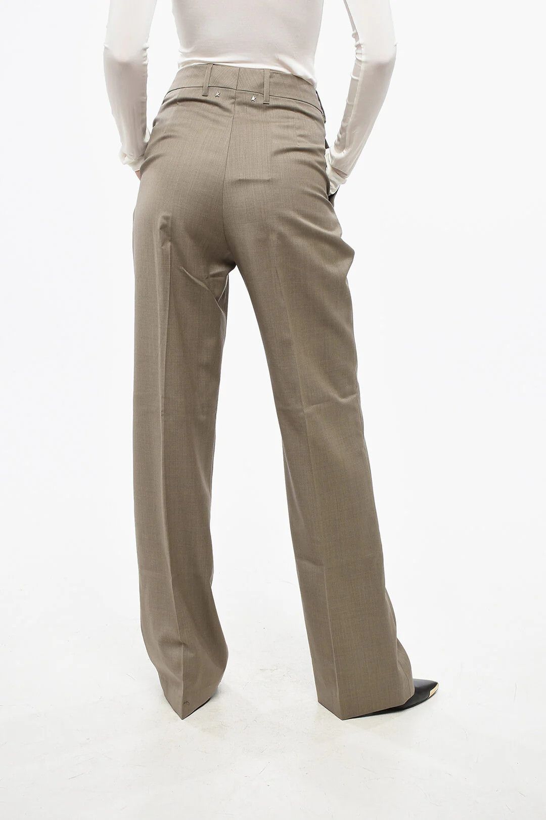 Golden Goose og1mm0426 Relaxed Fit Virgin Wool Pant in Beige Size 30" / US 8 / IT 44 - 4 Thumbnail