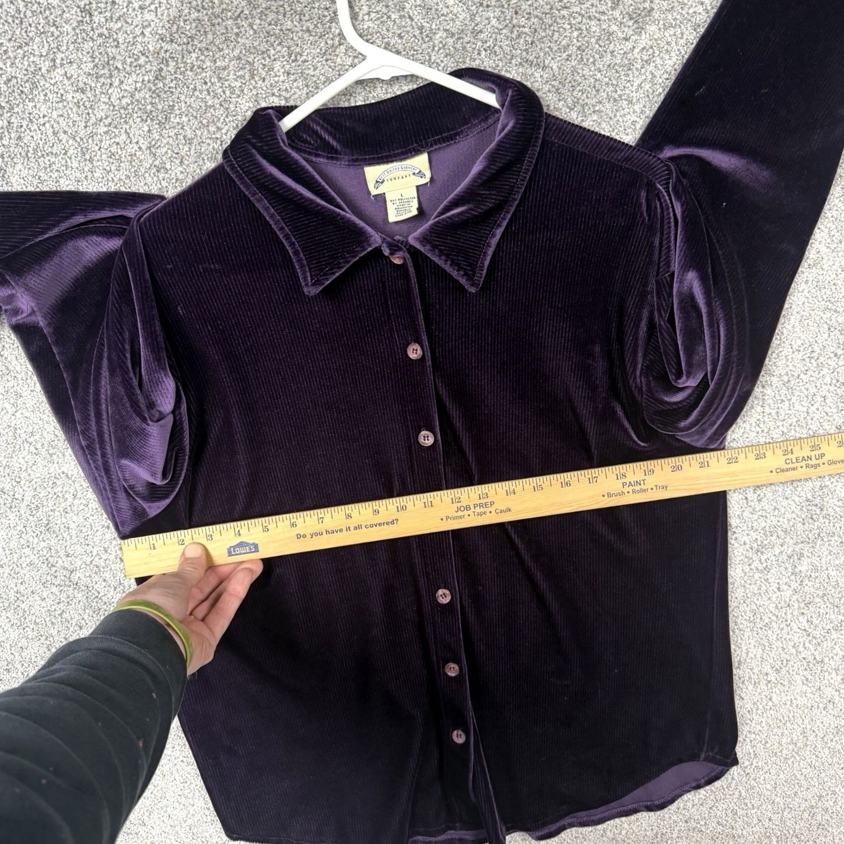 Velvet VINTAGE Best United Garment Company Velvet Shirt L Purple Women's Long Sleeve Button-Up 90s Grunge Retro Dark Academia Witchy Whimsigoth Size L / US 10 / IT 46 - 4 Thumbnail