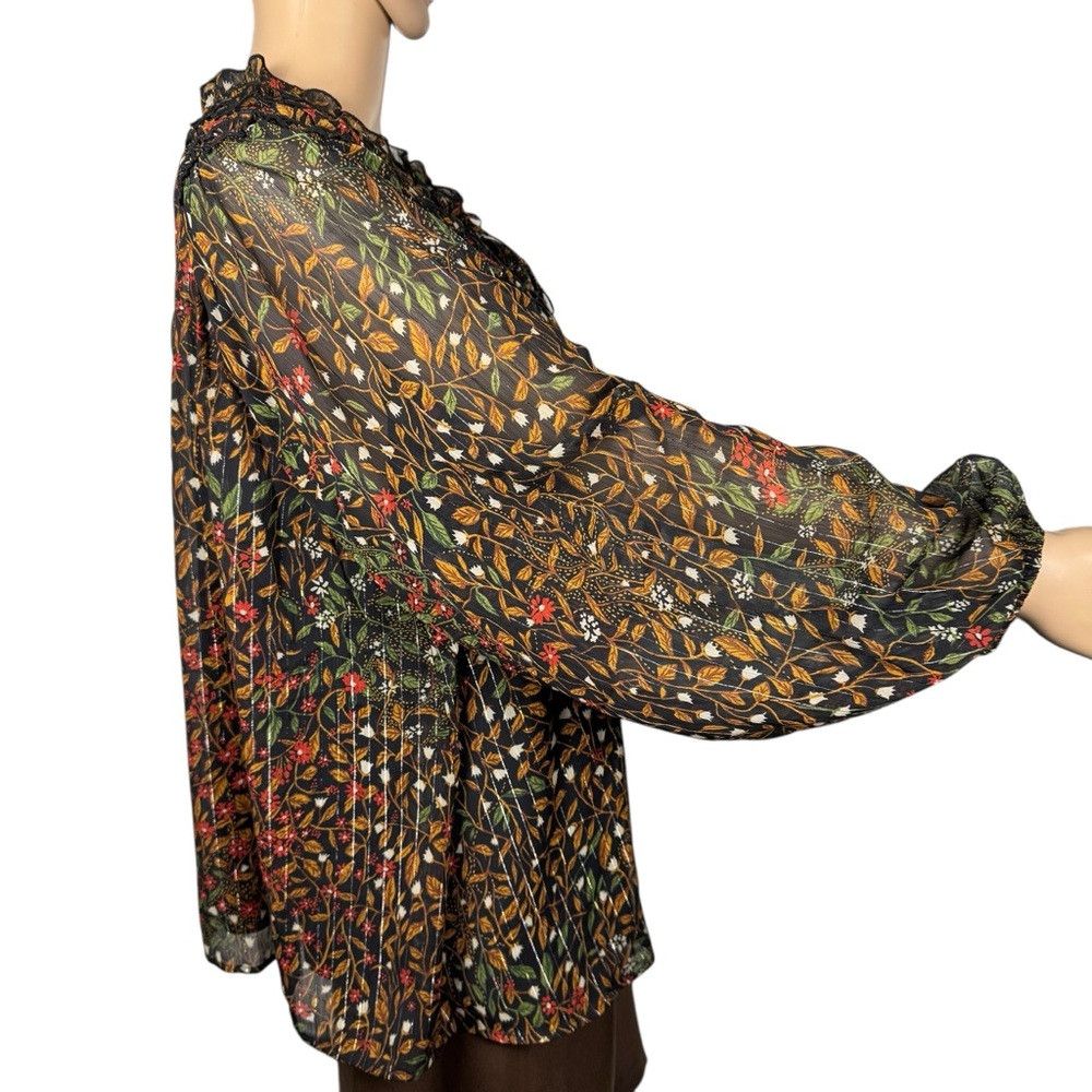 Other New Maurices Floral Ruffle Peasant Blouse Size 1X Size XL / US 12-14 / IT 48-50 - 3 Thumbnail