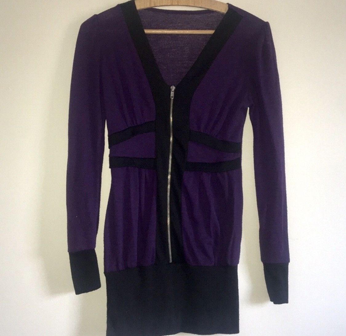 Vintage LVLX BLACK & PURPLE EMBROIDERED ZIP UP SWEATER TUNIC TOP Size M / US 6-8 / IT 42-44 - 8 Thumbnail