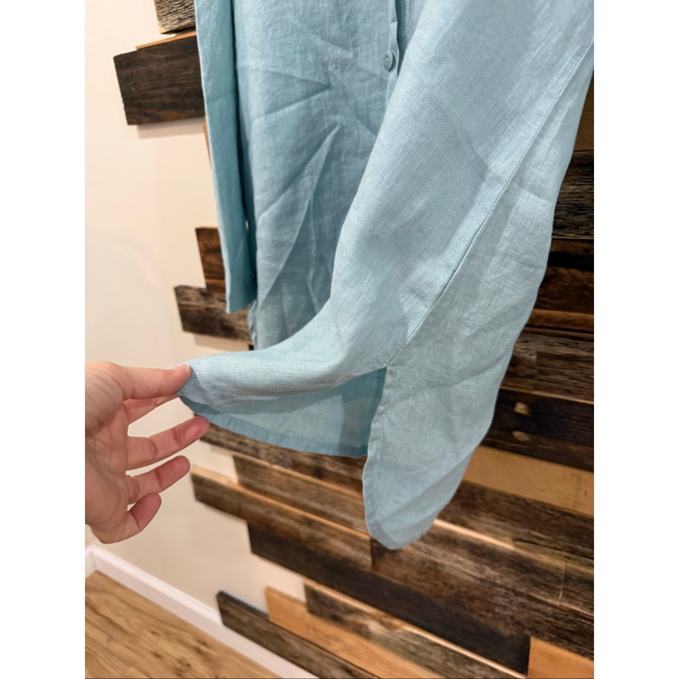 FLAX Flax linen blue button front shirt relaxed fit boho size medium Size M / US 6-8 / IT 42-44 - 4 Thumbnail