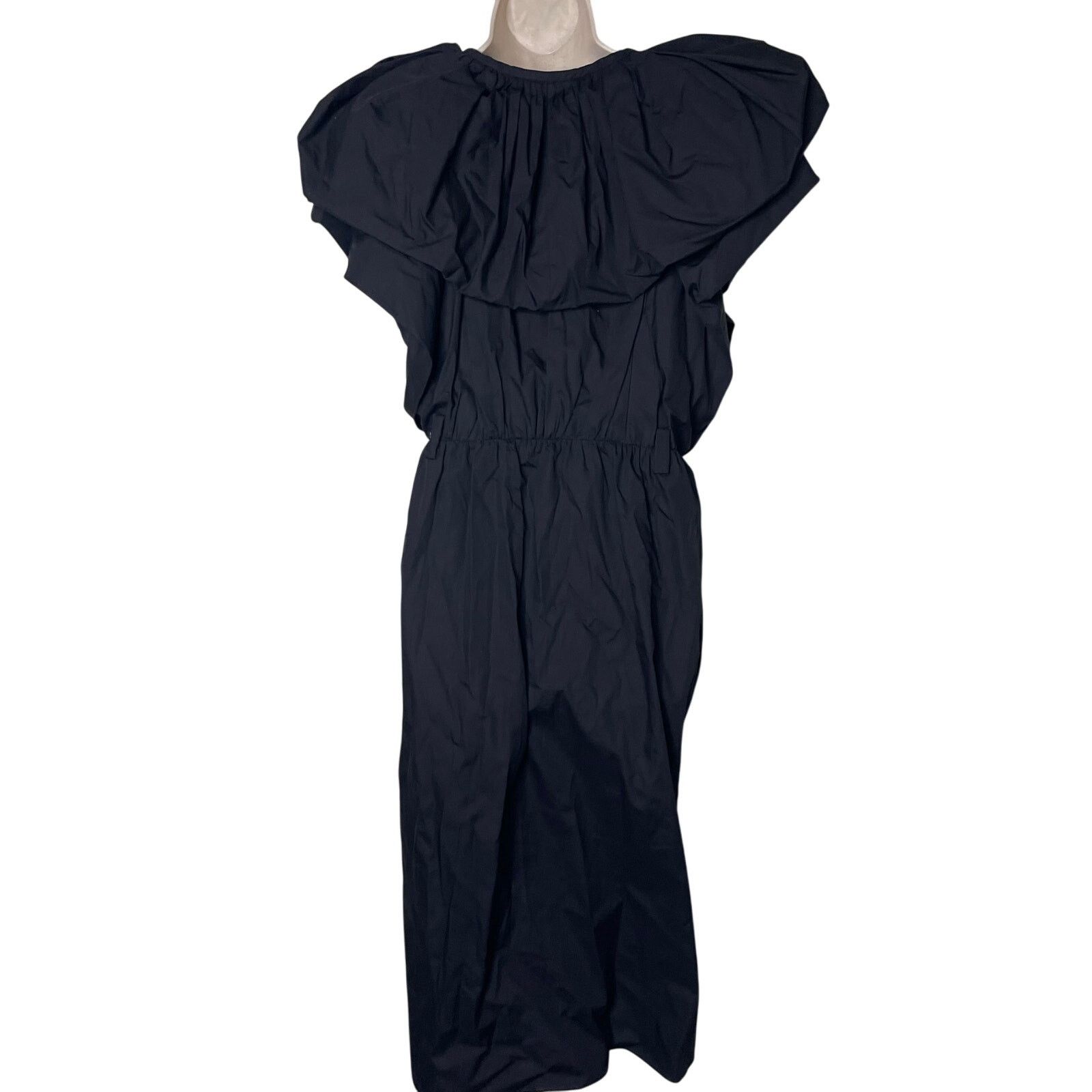 Other MANTU Black Deep V-Neck Ruffle Midi Dress no belt 46 US 10 Size L / US 10 / IT 46 - 8 Thumbnail