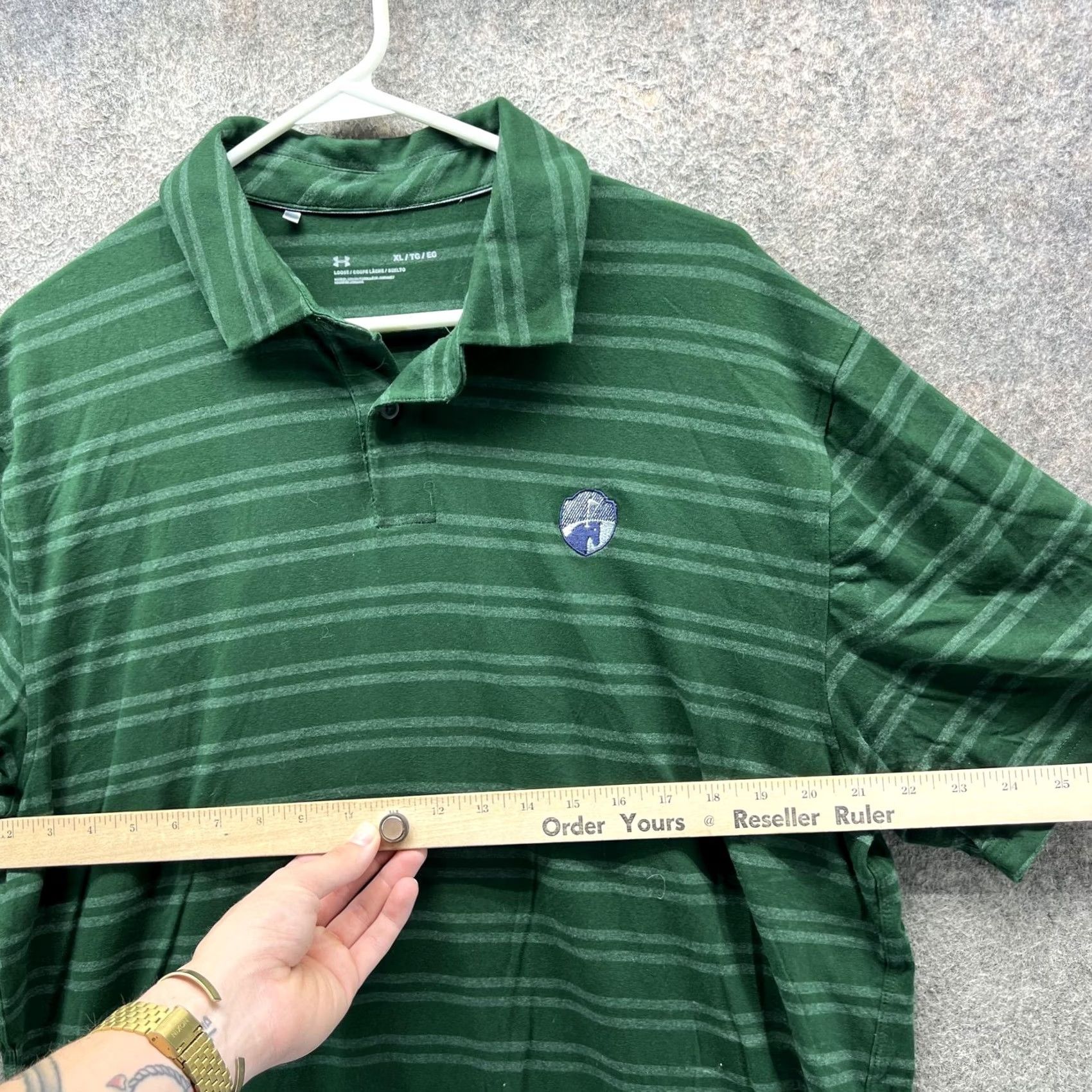 Under Armour Under Armour Polo Shirt Mens XL Green Striped Short Sleeve Golf Performance Size US XL / EU 56 / 4 - 6 Thumbnail