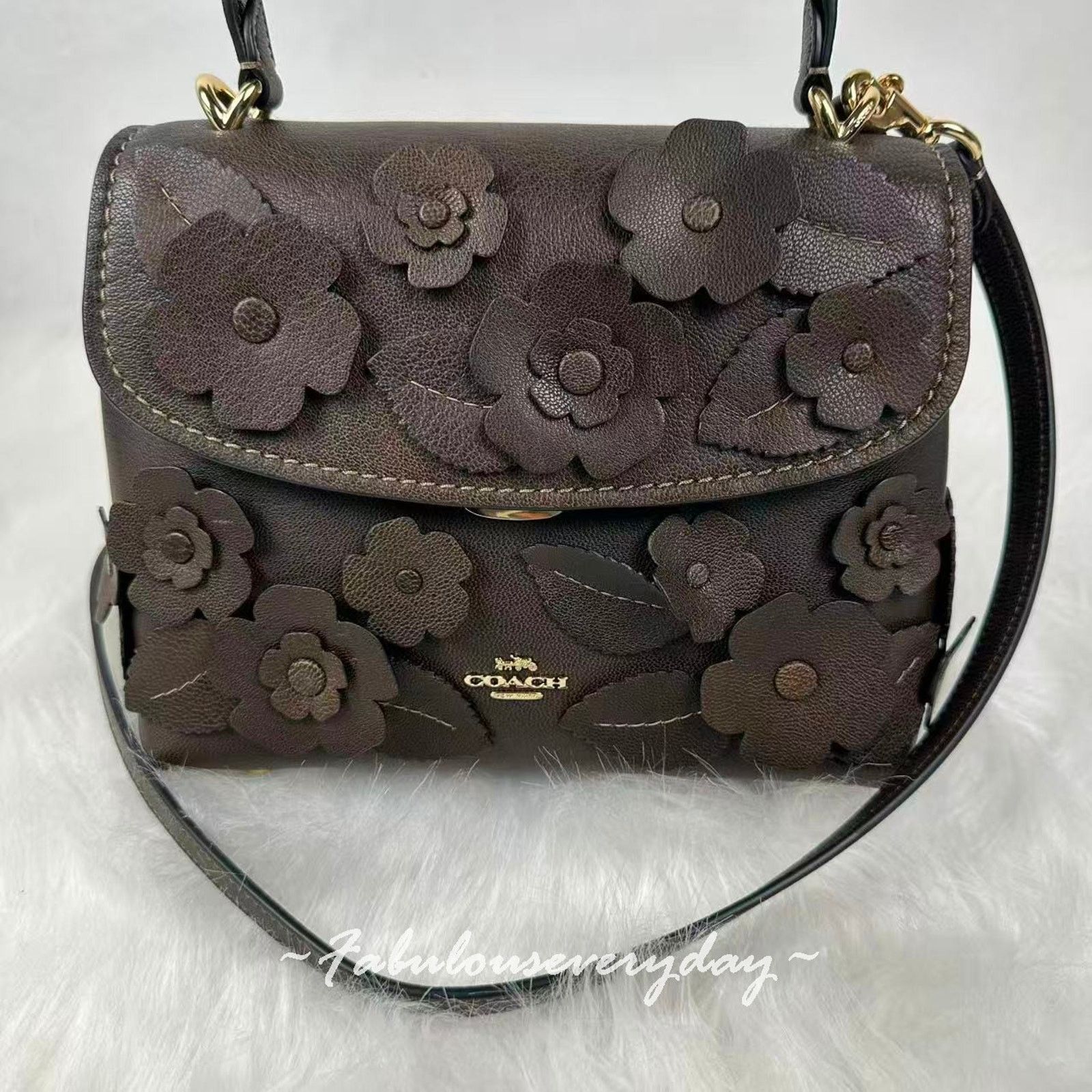 Coach Coach Emory Top Handle Floral Applique In leather/Gold/Maple Size ONE SIZE - 3 Thumbnail
