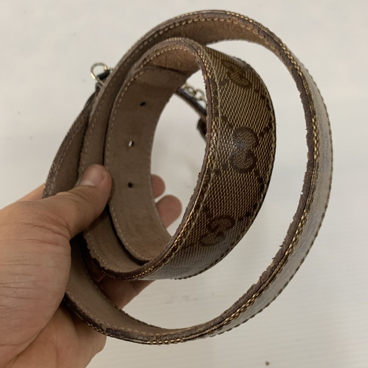 Gucci Authentic Gucci Monogram Leather Canvas Belts Size ONE SIZE - 4 Thumbnail