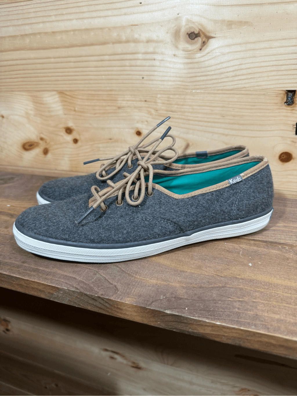 Keds Keds Champion Women's Size 8.5 Gray Wool Tan Piping Shoes Size US 8.5 / IT 38.5 - 1 Thumbnail