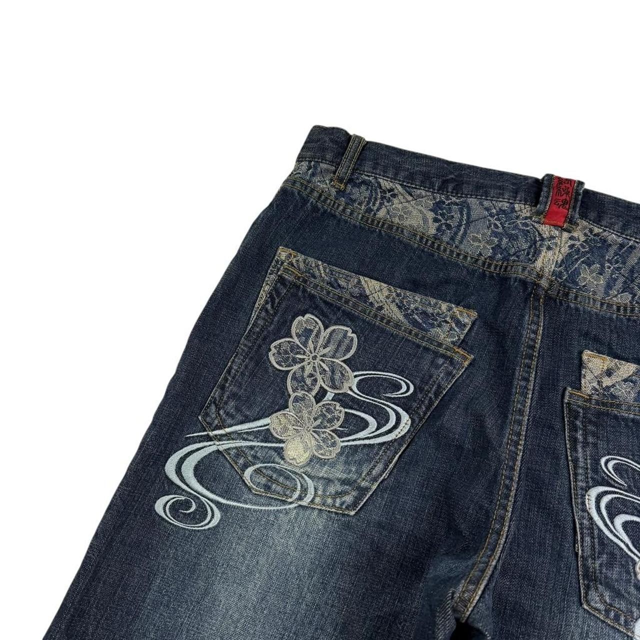 Karakuri Tamashii Karakuri Tamashii Embroidered Floral Japanese Jeans Waist 35 Size US 35 - 4 Thumbnail