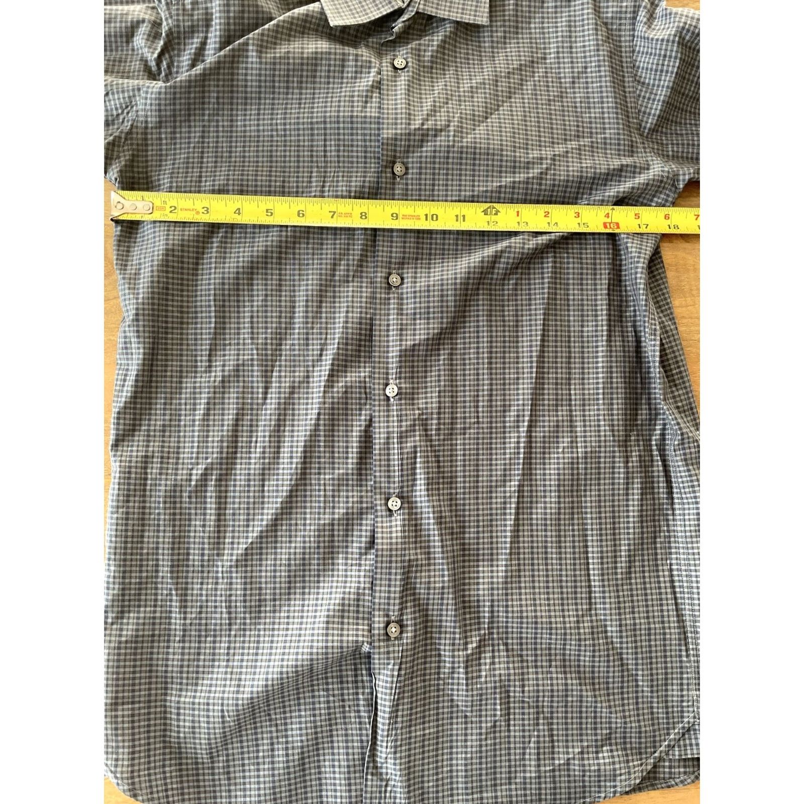 John Varvatos John Varvatos USA Mens Navy Blue Plaid Button Down Dress Shirt 16 Regular Cotton Multicolor Long Sleeve Button-Up Collared Shirt Mens Size 42R - 6 Thumbnail