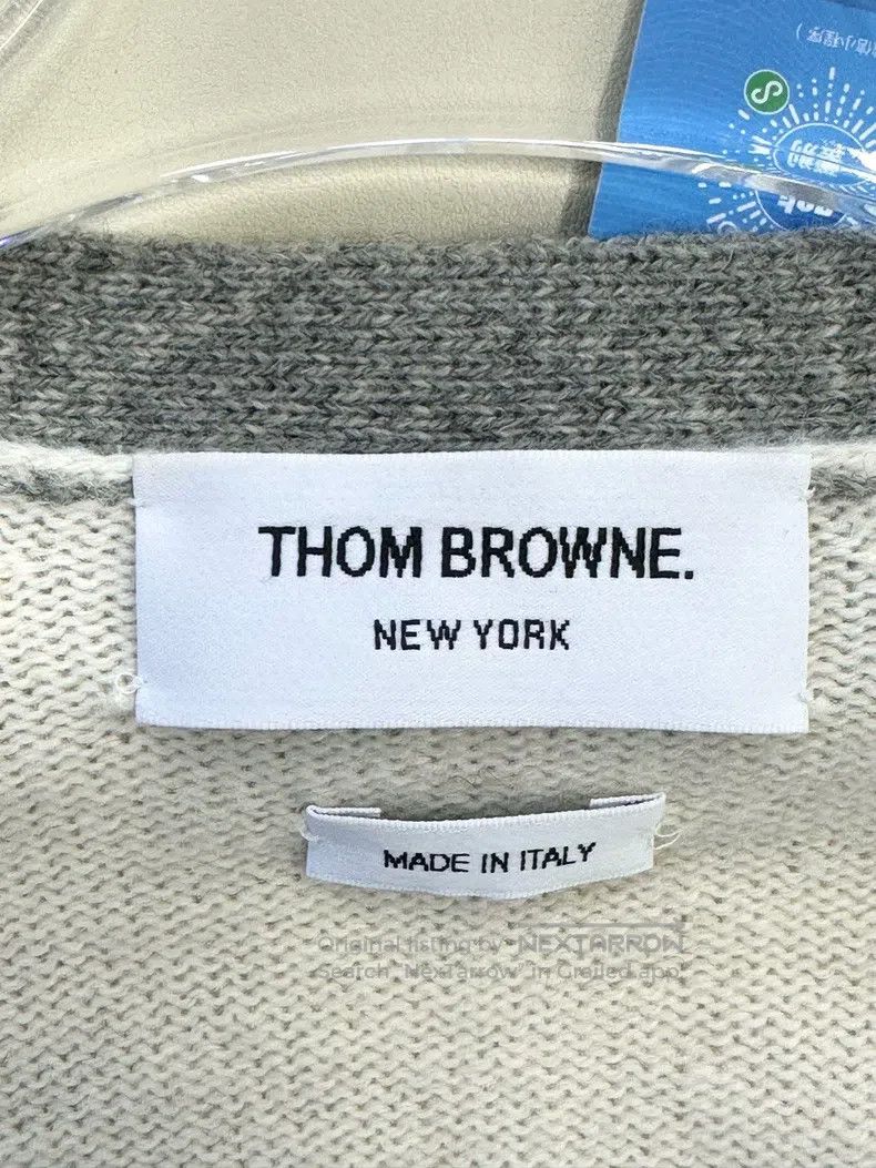 Thom Browne Thom Browne White and gray four-striped classic knit wool Size US S / EU 44-46 / 1 - 3 Thumbnail