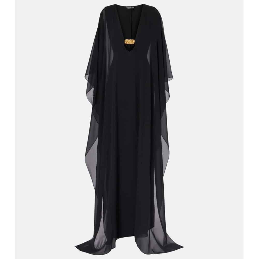 Tom Ford o1loc1c1025 AB3441 Deep V-neck Evening Dress in Black Size XS / US 0-2 / IT 36-38 - 1 Thumbnail
