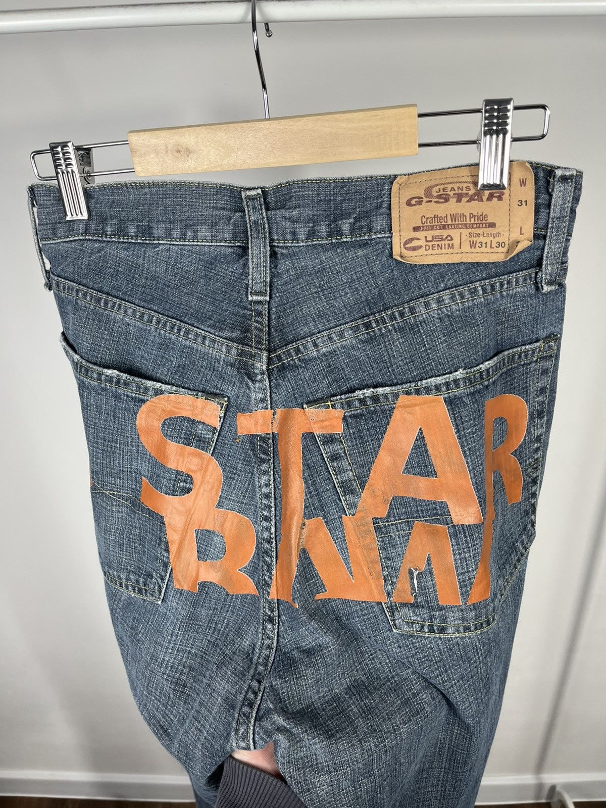 G-Star G Star Raw Jeans Custom Big Logo W31 L30 Blue Straight Fit Size US 31 - 8 Thumbnail