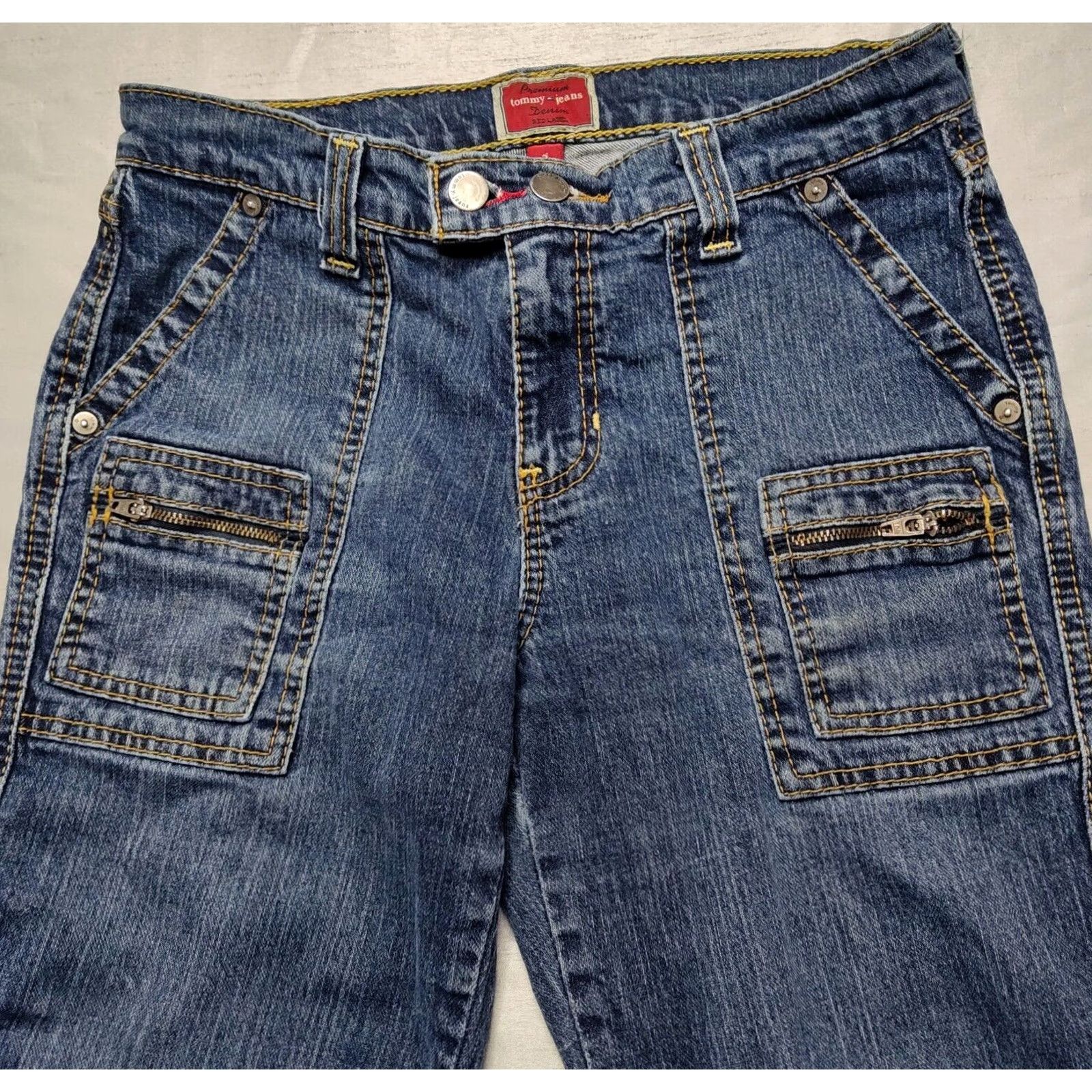 Tommy Hilfiger VTG TOMMY JEANS RED LABEL Women Juniors Size 7 Crop Stretch Denim Blue Jeans Size 28" / US 6 / IT 42 - 6 Thumbnail